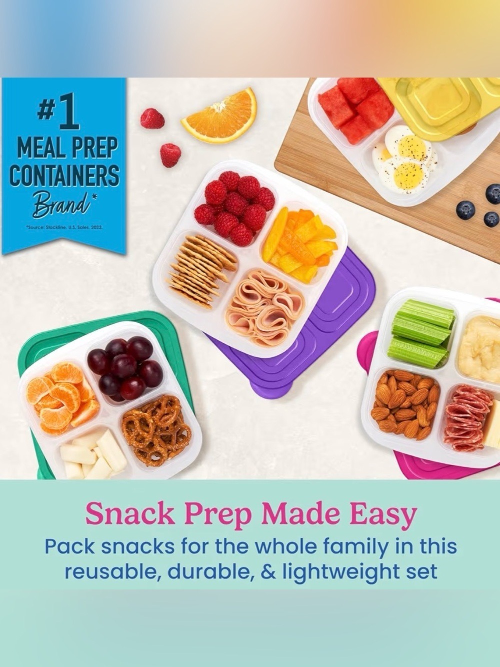 Bentgo Easyboxes 4-Compartment Snack Containers - 4 with Multi Color Lids NWOT - Picture 4 of 10